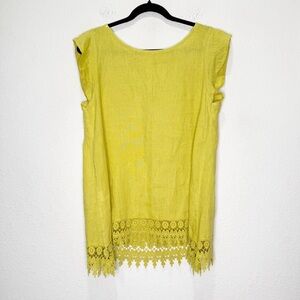 Terzo Millennio 100% Linen Eyelet Tunic Blouse Made in Italy Lagenlook